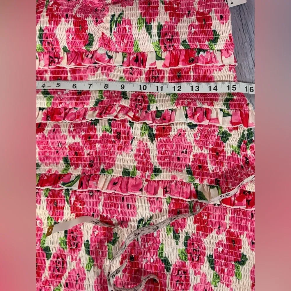 NWT Show Me Your MuMu Stella Smocked Pink Floral Soiree Wedding Midi Dress XL - Picture 11 of 12